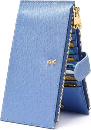 Badiya Womens Wallet RFID Blocking Bifold Multi Card Holder Wallets Large Capacity Cellphone Purse with Zipper Pocket Gift