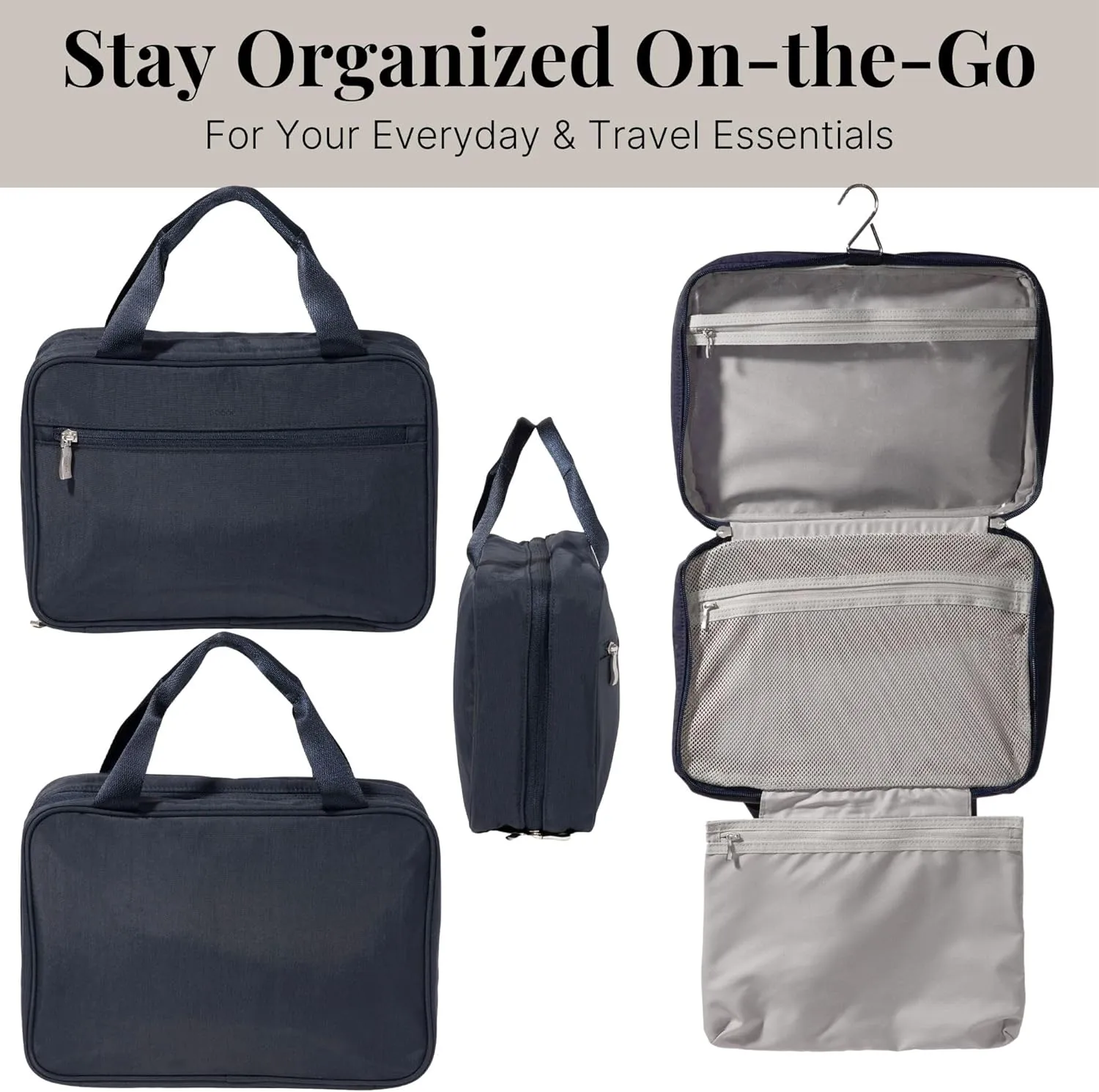 Baggallini Unisex's Large Hanging Travel Toiletry Kit-Lightweight 8x11 Inch Makeup Bag Toiltery