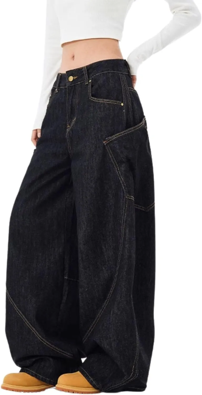 Baggy Jeans for Woman Men High Waisted Barrel Leg Jeans Casual Loose Denim Pants Streetwear Clothes