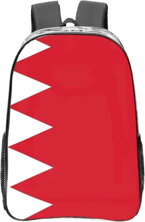 Bahraini Flag Transparent Backpack-16-Inch Pvc Clear Backpack With Side Pockets,Black