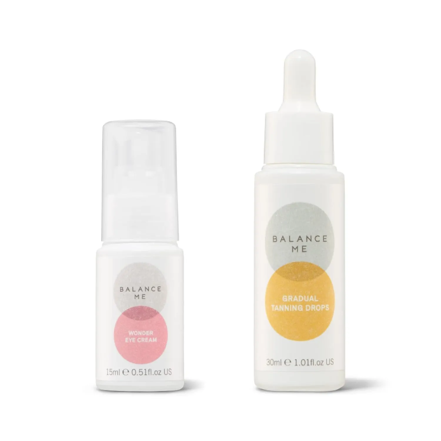 Balance Me Party Skin Prep Duo - Wonder Eye Cream & Gradual Tanning Drops - Vegan - Deep Hydration with a Sunkissed Glow