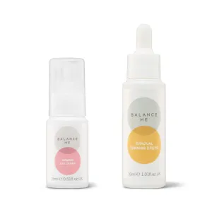 Balance Me Party Skin Prep Duo - Wonder Eye Cream & Gradual Tanning Drops - Vegan - Deep Hydration with a Sunkissed Glow