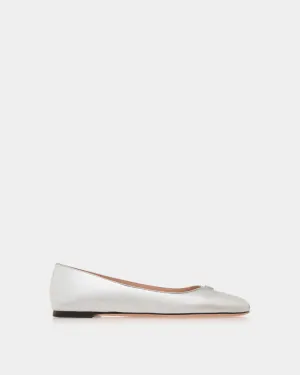 Ballyrina Flat in Silver Metallic Leather