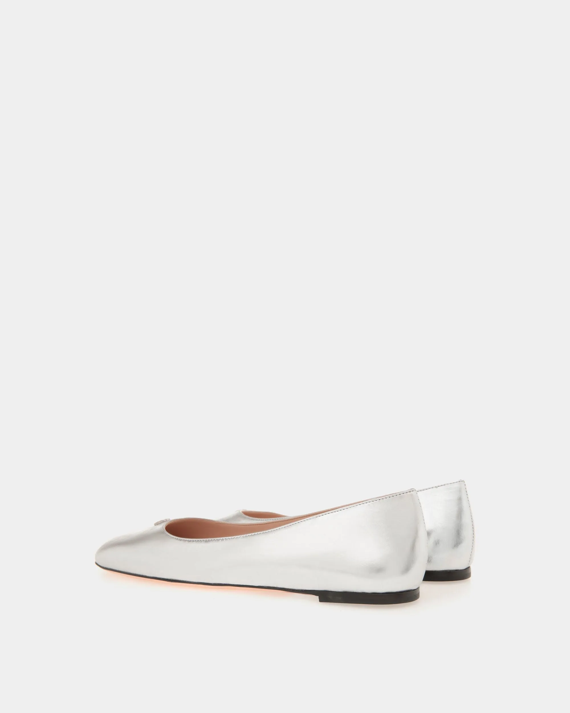 Ballyrina Flat in Silver Metallic Leather