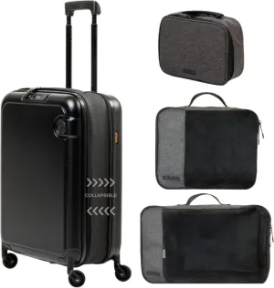 BARA 3 Piece Hardside Expandable Carry On Luggage with TSA Lock and Double Spinner Wheels - Includes Packing Cubes & Toiletry Bag - Water Resistant Rolling Suitcase & Travel Accessories, Black