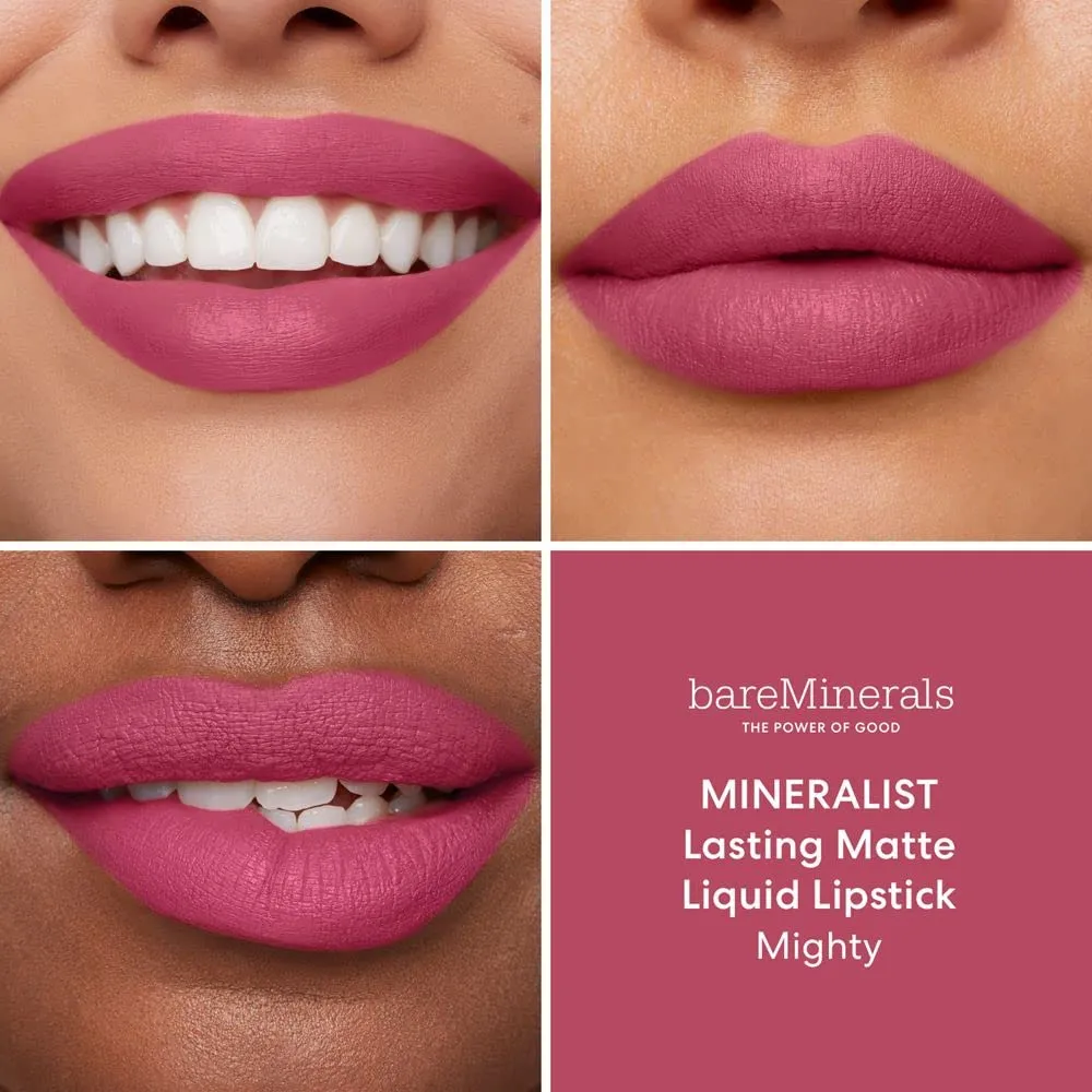 bareMinerals Mineralist Lasting Matte Liquid Lipstick for Women, Velvet Matte Finish, All-Day Wear, Weightless, Non-Drying Formula, Talc-Free Lipstick