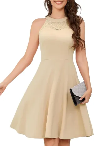 Bbonlinedress Women Cocktail Prom Wedding Dress Halter Lace Evening Party Short Vintage Homecoming Dresses