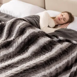 Bearhug Electric Blanket Full Size 77" x 84", 10 Heat Settings Heated Blanket, 1-12 Hour Auto Shut-Off, Faux Fur & Sherpa Dual-Sided Heating Blanket, Machine Washable, Gift-Ready Elegant Packaging