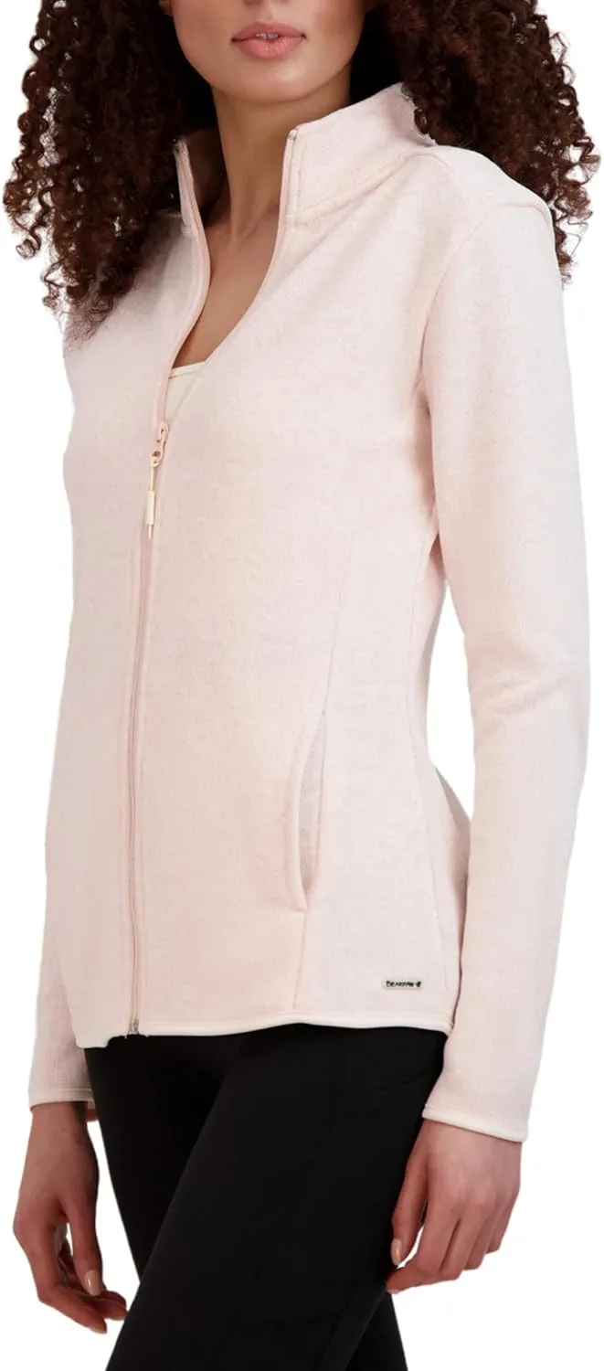 BEARPAW Women's High Neck Zip Up Tech Knit Jacket with Pockets