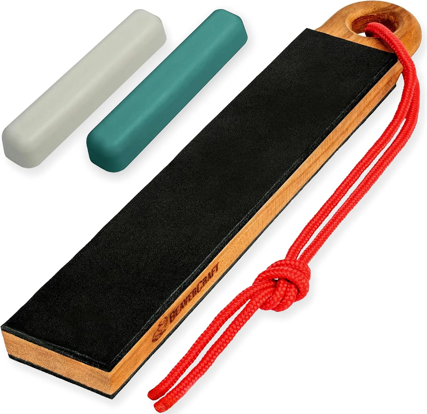 BeaverCraft Leather Strop for Knife Sharpening LS9P02 - Stropping Kit with Polishing Compound - Leather Knife Sharpener - Honing Strop Block 2-sided