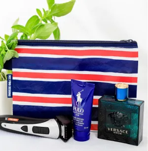 Bec Fing Designs Zipper Pouch - Navy Red Stripe