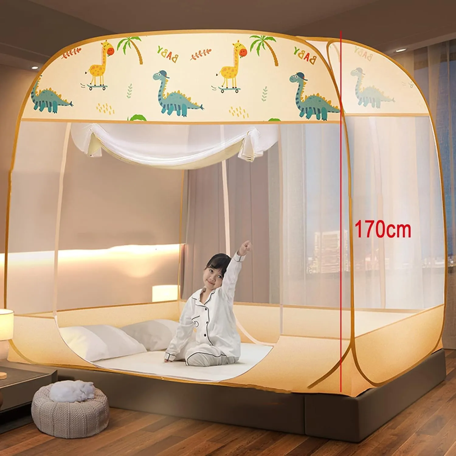 Bedspread Mosquito Net, Foldable Three-Door Mosquito Net with Bottom, Effectively Prevent Mosquito Bites(1.5 * 2.0m)