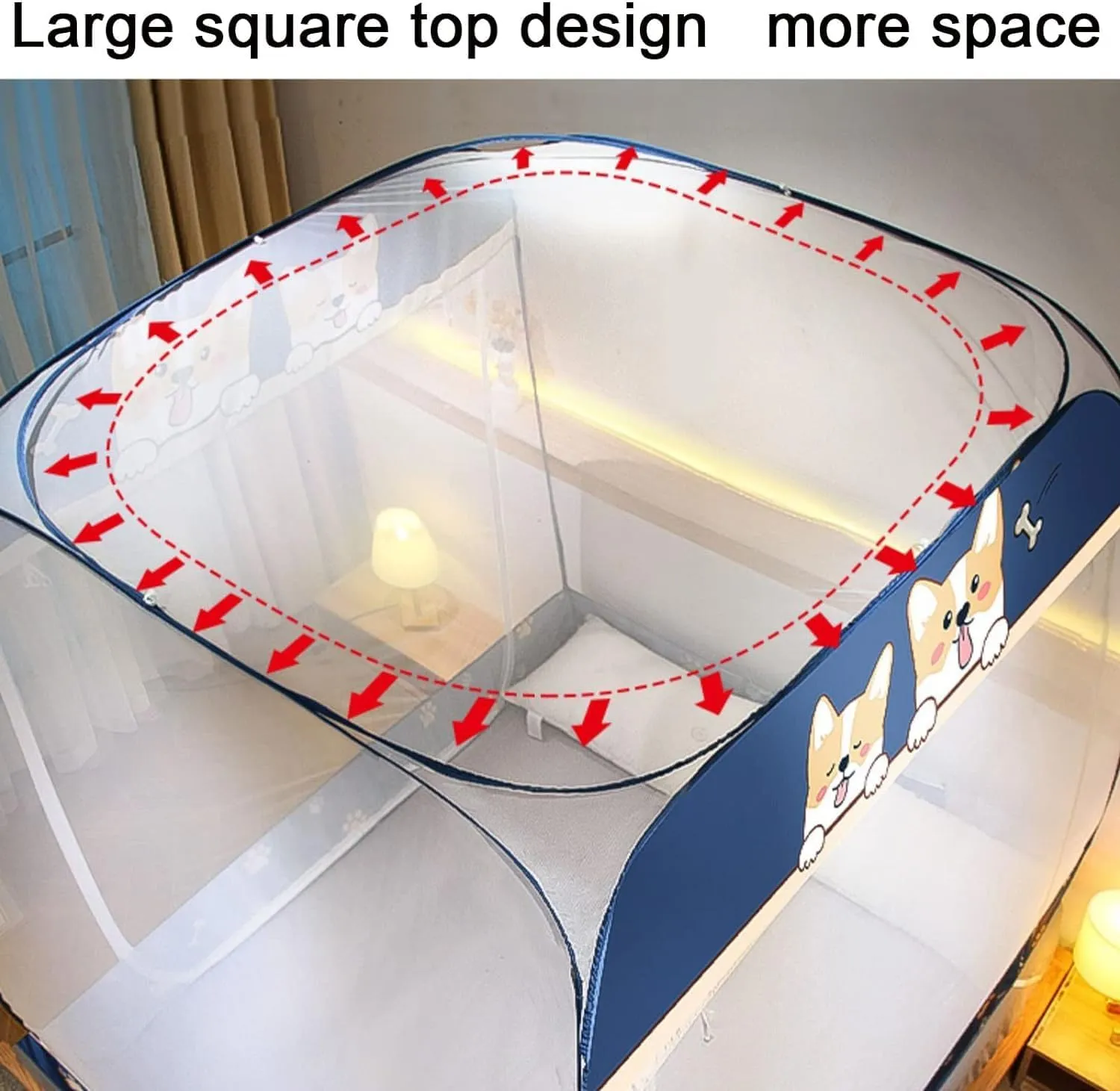 Bedspread Mosquito Net, Foldable Three-Door Mosquito Net with Bottom, Effectively Prevent Mosquito Bites(1.5 * 2.0m)
