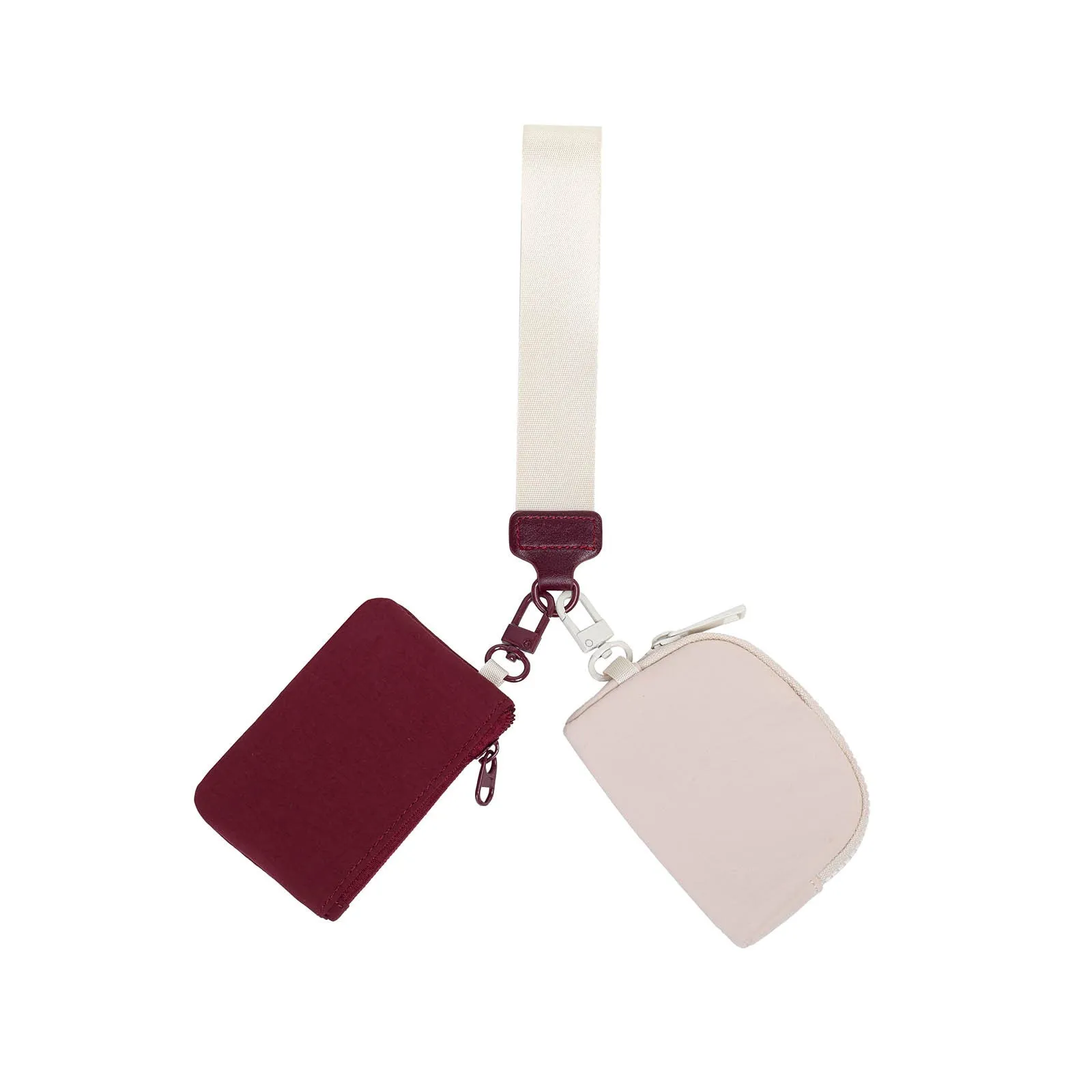 Beige Stylish Mini Wristlet Wallet - Nylon, Multi-Compartment Design
