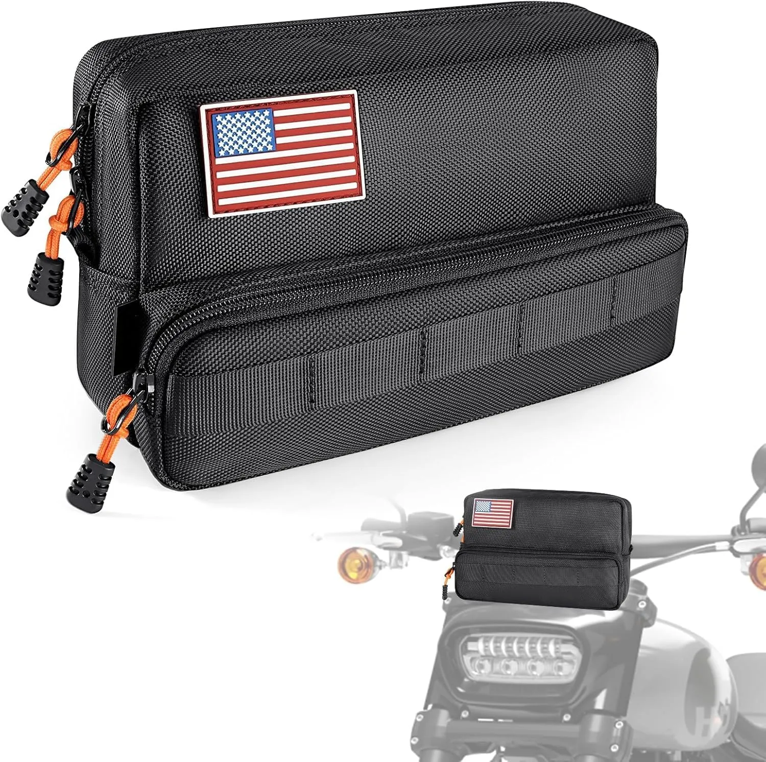 Benlari Motorcycle Handlebar Bag, Universal Tool Bag, 2.6L Capacity, Black, Compatible with Motorcycle