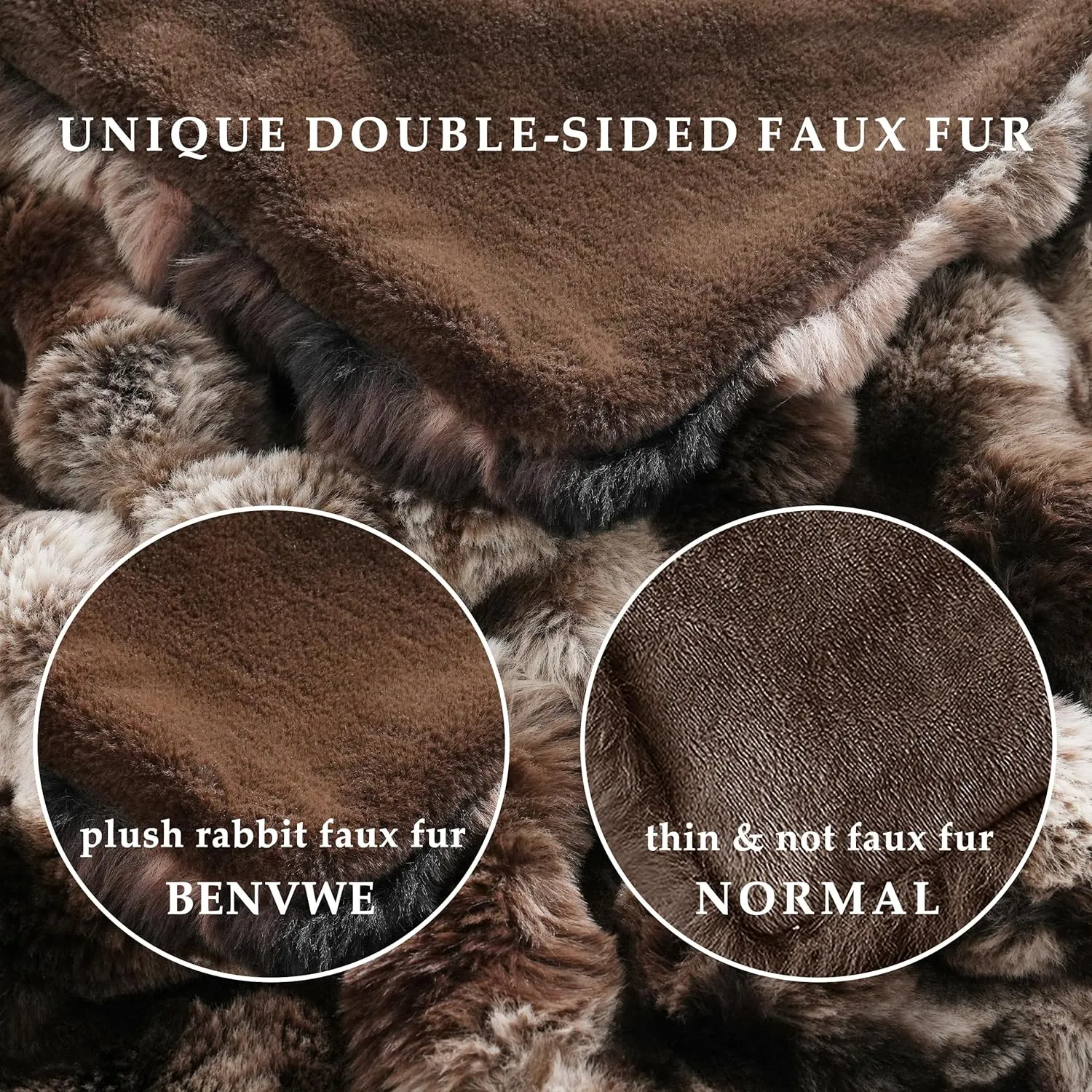 BENVWE Fluffy Faux Fur Throw Blanket for Couch, Soft Plush Thick Cozy Fuzzy Luxury Minky Bubble Blanket for Home Living Room Decor Gift for Women, Tie-dye Coffee, 50" x 60", 1100GSM