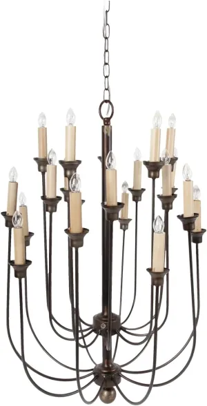 Benzara BM187943 Traditional Decorative Metal Chandelier with Multiple Candles Bronze & Cream