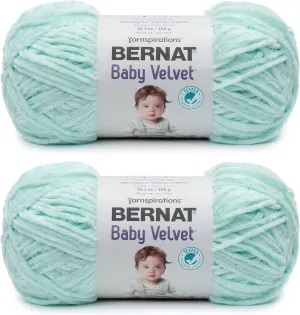 Bernat Baby Velvet Bleached Aqua Yarn - 2 Pack of 300g/10.5oz - Polyester - 4 Medium (Worsted) - 492 Yards - Knitting/Crochet, Lichen