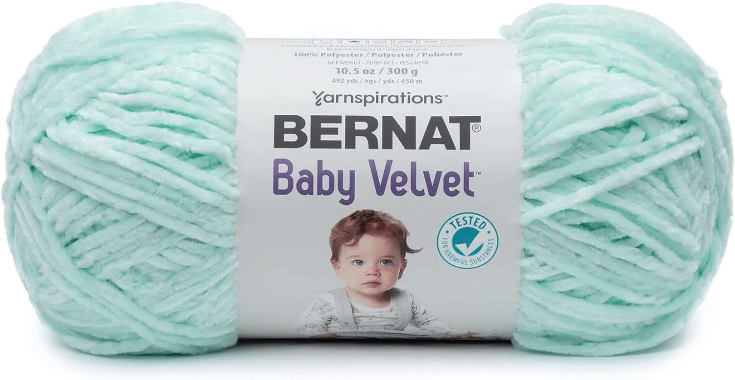 Bernat Baby Velvet Bleached Aqua Yarn - 2 Pack of 300g/10.5oz - Polyester - 4 Medium (Worsted) - 492 Yards - Knitting/Crochet, Lichen
