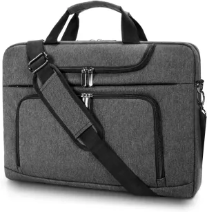 BERTASCHE Laptop Bag 17.3 inch for Men, Laptop Case Computer Bag for Work Business Trip Laptop Carrying Case w/Shoulder Strap Grey