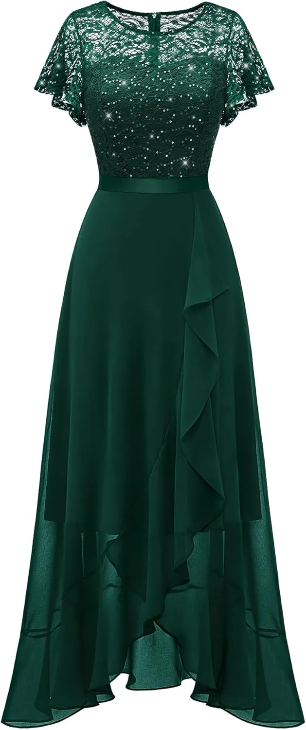 BeryLove Formal Dresses for Women 2025 Wedding Guest with Slit Cocktail Elegant Lace Long Prom Dress