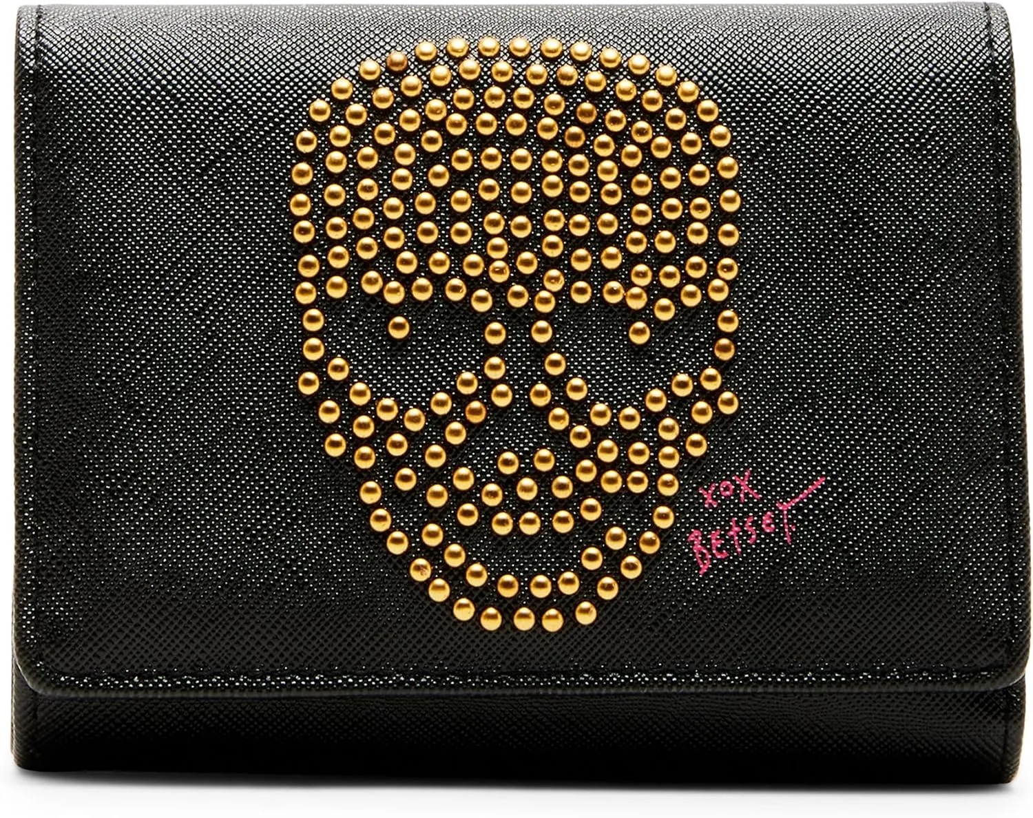 Betsey Johnson Skull Boss Trifold Wallet, Black