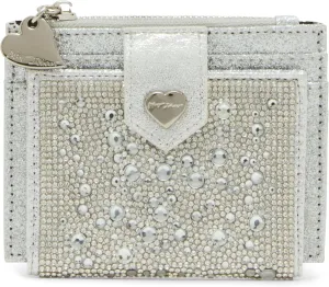 Betsey Johnson Women's Bling It On Bifold Wallet, Silver, One Size