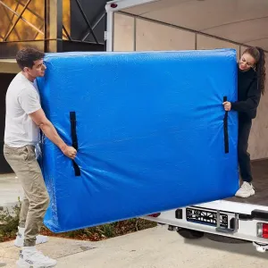 BETU Mattress Bags for Moving, Mattress Protector Waterproof Mattress Cover Full XL Size Storage Bags with 8 Heavy-Duty Handles and Zipper for Bed Extra Thick Large Reusable (82"x57"x15" Blue)