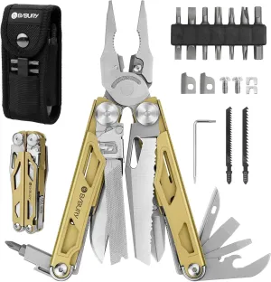 BIBURY Multitool Pliers Pro BI2045, Foldable Multitools with Replaceable Wire Cutters and Saw, Stainless Steel Multi Tool w/Upgraded Scissors and Screwdriver Set, Ideal for Camping, Fishing, Survival
