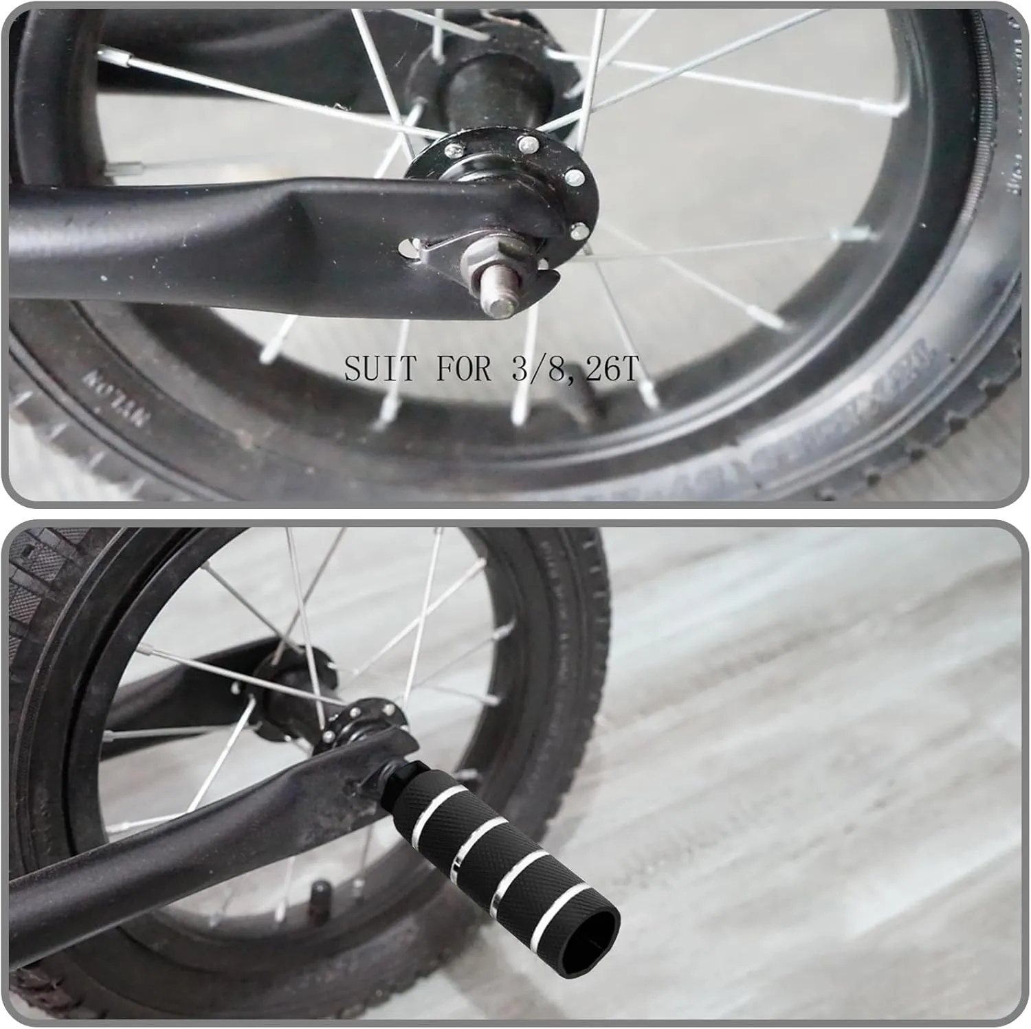 Bike Pegs, Aluminum Alloy Anti-Skid Lead Foot Bicycle Pegs, Strongly-Built BMX Pegs for Mountain Bike Cycling Rear Stunt Pegs Fit 3/8 Inch Axles