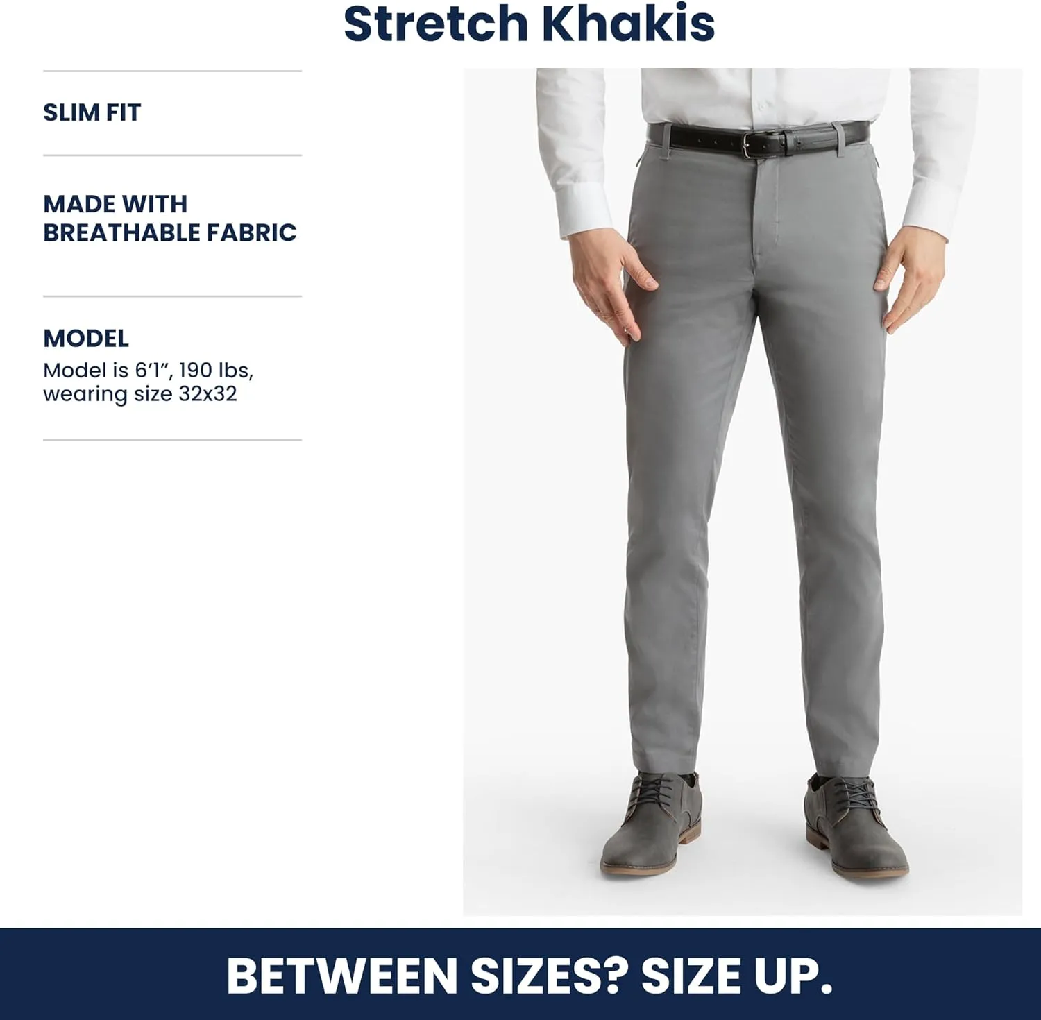 birddogs Men’s Stretch Khaki Pants – Slim Fit, Cooling Athletic Dress Pants with Zipper Pockets for Work, Golf & Travel