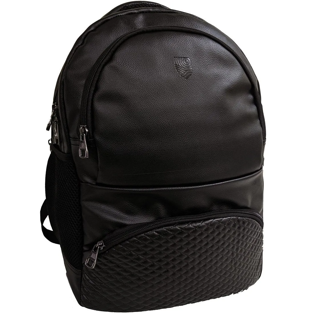 Black German Faux Leather 17 inches Laptop Backpack
