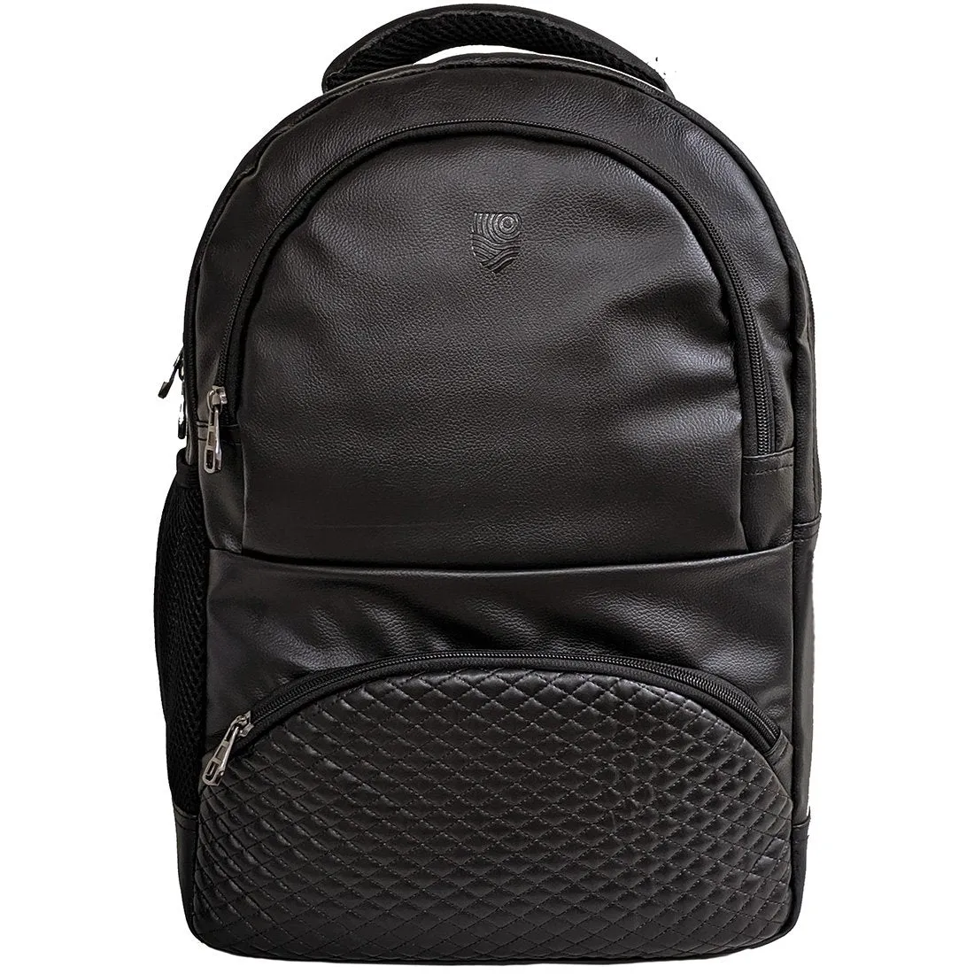 Black German Faux Leather 17 inches Laptop Backpack