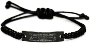 Black Stainless Steel Handmade Bracelets Adjustable Cord Inspirational, Electromechanical Engineer If at first you don't succeed, try doing what your athletic trainer told you to do the first tim