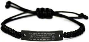 Black Stainless Steel Handmade Bracelets Adjustable Cord Inspirational, Farm Manager If at first you don't succeed, try doing what your athletic trainer told you to do the first time.