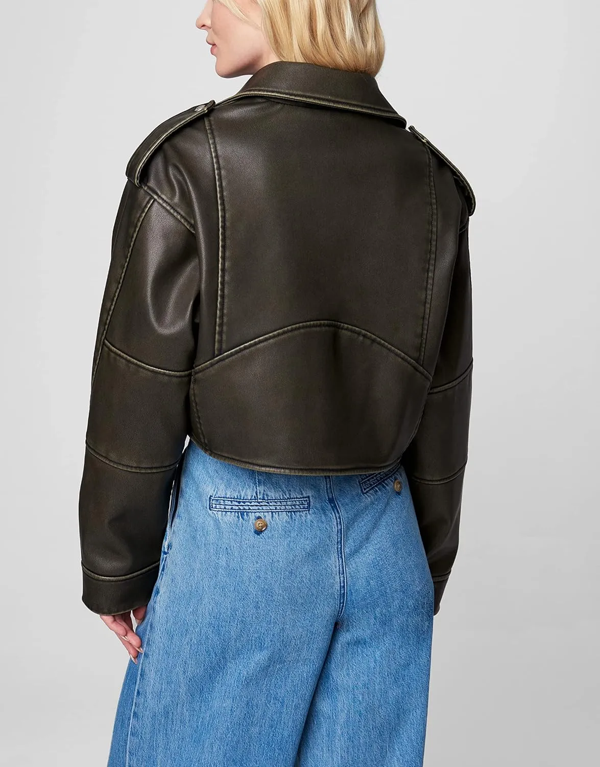 [BLANKNYC] womens Oversized Vegan Leather Moto Jacket