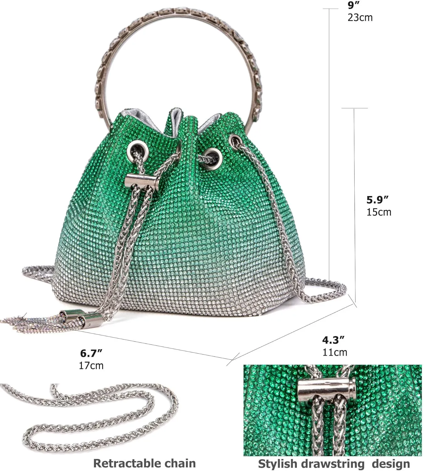 Bling Crystal Rhinestone Purse for Women Sparkly Clutch Handbag Crossbody Bag for Evening Wedding Party Prom
