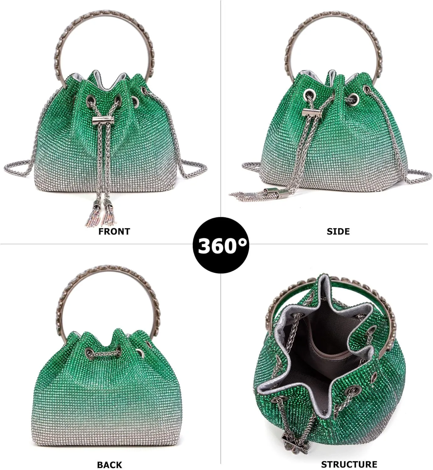 Bling Crystal Rhinestone Purse for Women Sparkly Clutch Handbag Crossbody Bag for Evening Wedding Party Prom