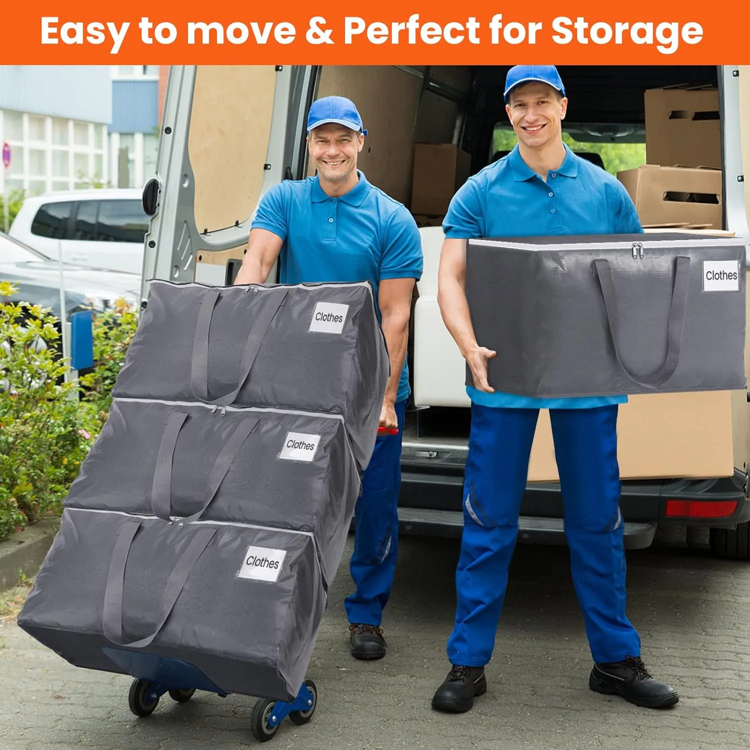BlissTotes Large Moving Boxes and with Zippers & Handles Moving Supplies with lids, Heavy Duty Totes for Storage Bags for Space Saving, Fold Flat, Moving and Storing 125L, 2 Pack