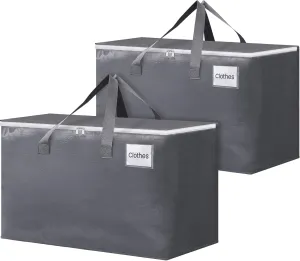 BlissTotes Large Moving Boxes and with Zippers & Handles Moving Supplies with lids, Heavy Duty Totes for Storage Bags for Space Saving, Fold Flat, Moving and Storing 125L, 2 Pack