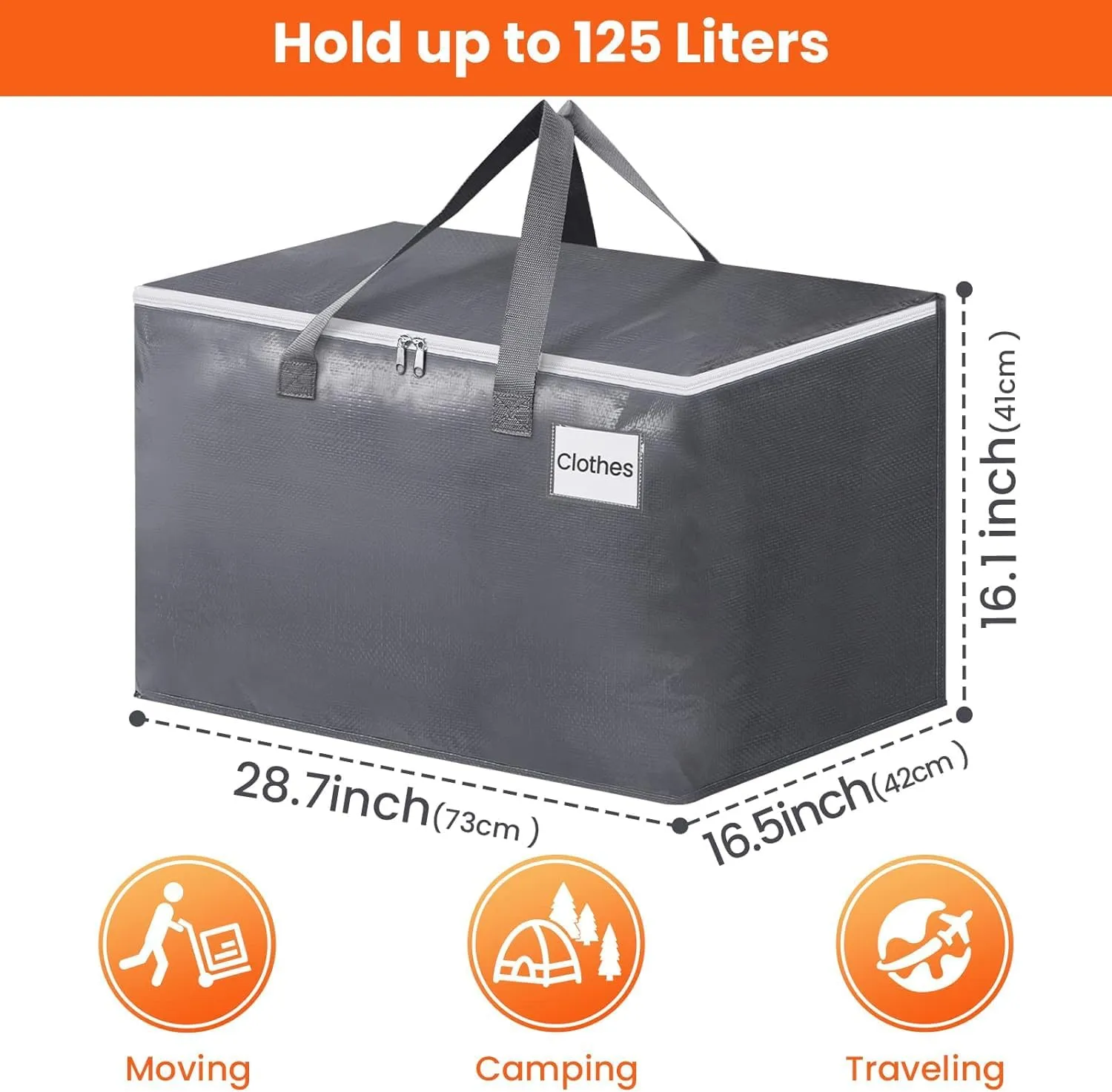 BlissTotes Large Moving Boxes and with Zippers & Handles Moving Supplies with lids, Heavy Duty Totes for Storage Bags for Space Saving, Fold Flat, Moving and Storing 125L, 2 Pack