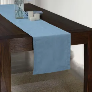 BLUE FLOWER CO Linen Table Runner 14 x 90 Inch 100% Pure Linen Classic Hemstitch Dining Table Runner Solid Double Hemstitch Premium Tablerunner 90 Inches Long for Spring, Easter, Parties - Dusty Blue