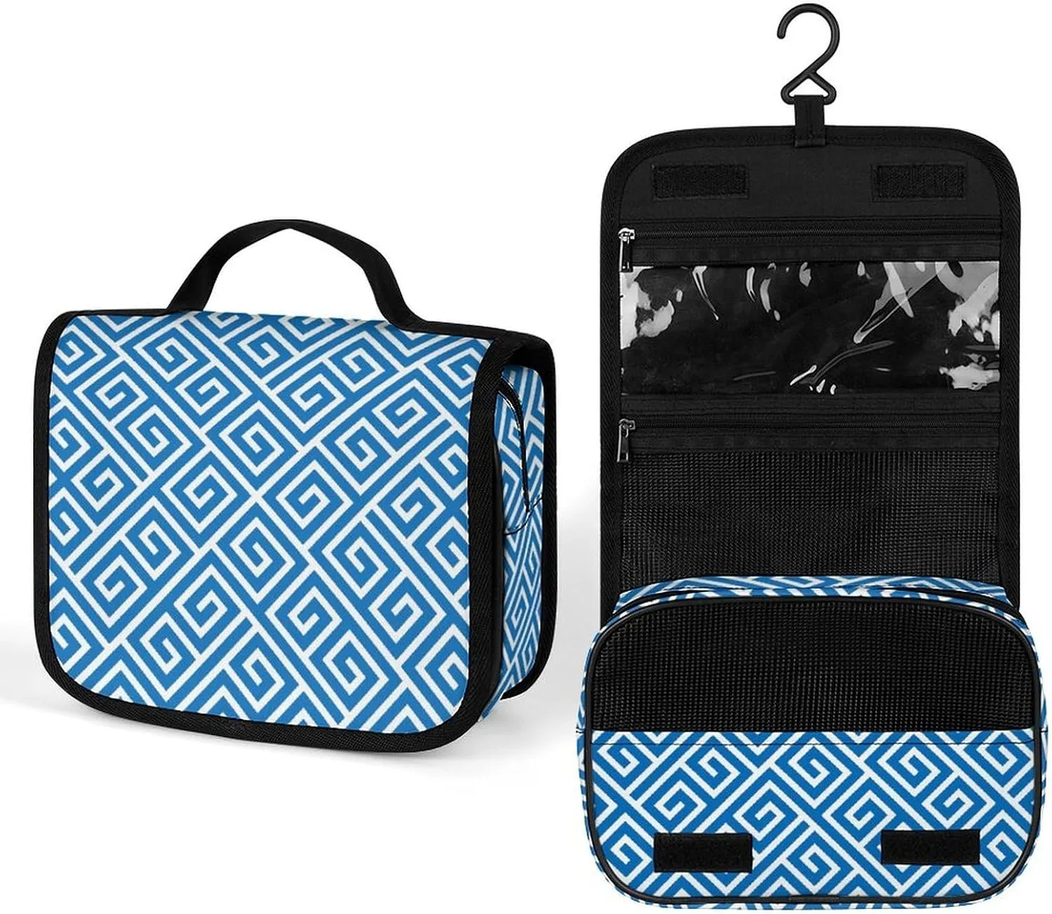 Bohemia Travel Toiletry Bag with Hooks for Hanging, Geometric Design Water-resistant Cosmetic Bag Travel Organizer for Travel Toiletries,Makeup,Shampoo
