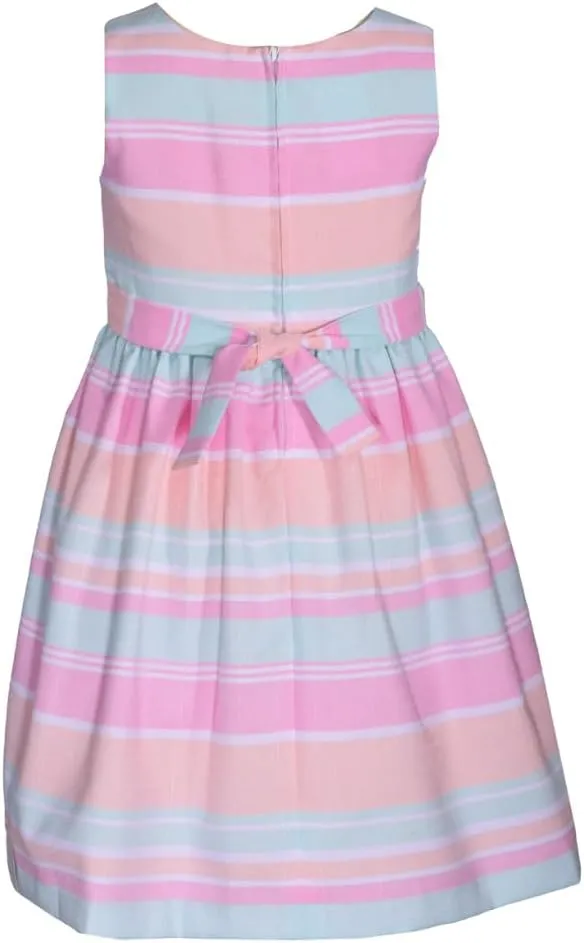 Bonnie Jean Girl's Easter Dress - Spring Striped Dress with Cardigan for Baby Toddler Little and Big Girls