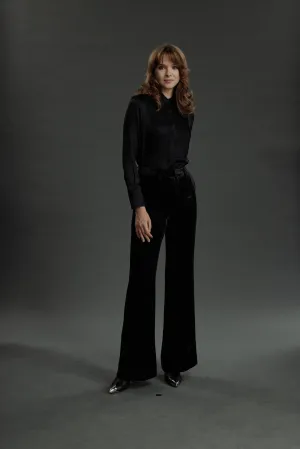Bordeaux- Limited Edition Trousers - Flared trousers in black velvet