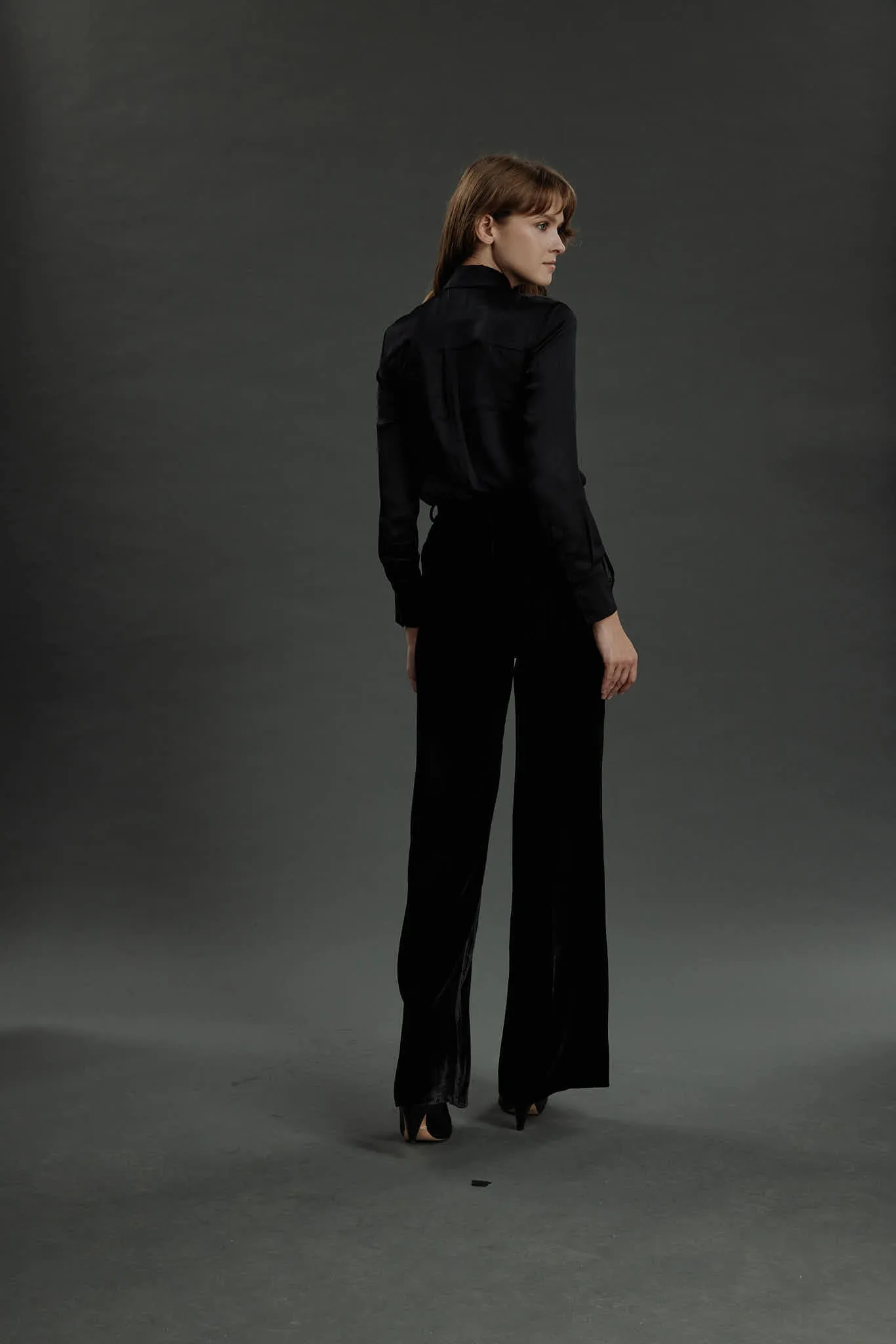 Bordeaux- Limited Edition Trousers - Flared trousers in black velvet