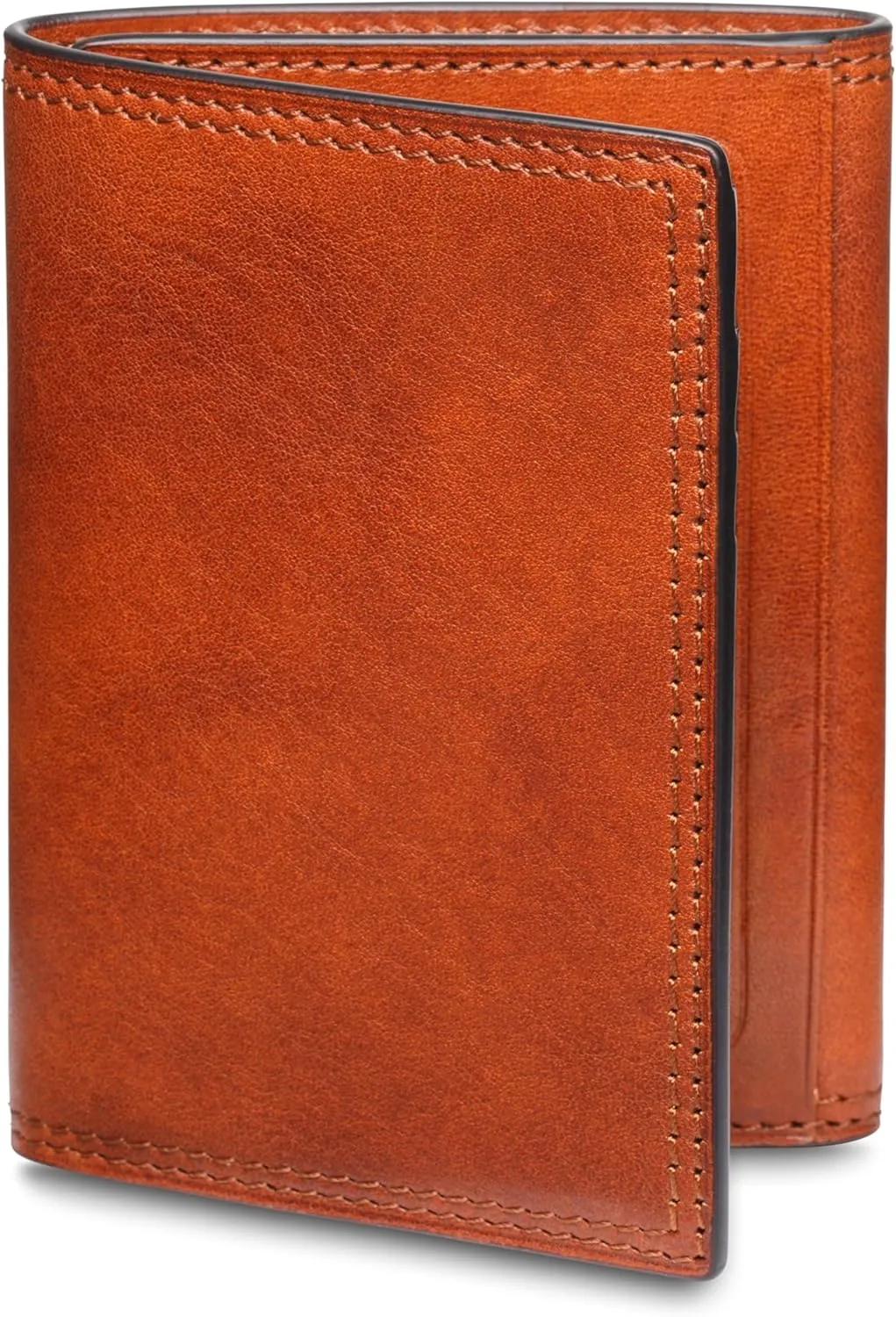 Bosca Dolce Leather Italia Double I.D. Trifold Wallet for Men with Multiple Card Slots and Cash Well Genuine Italian Leather Men's Wallet Amber