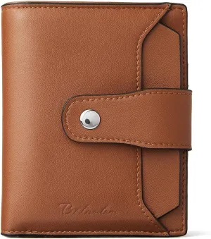 BOSTANTEN Women Leather Wallet RFID Blocking Small Bifold Zipper Pocket Wallet Card Case Purse with ID Window