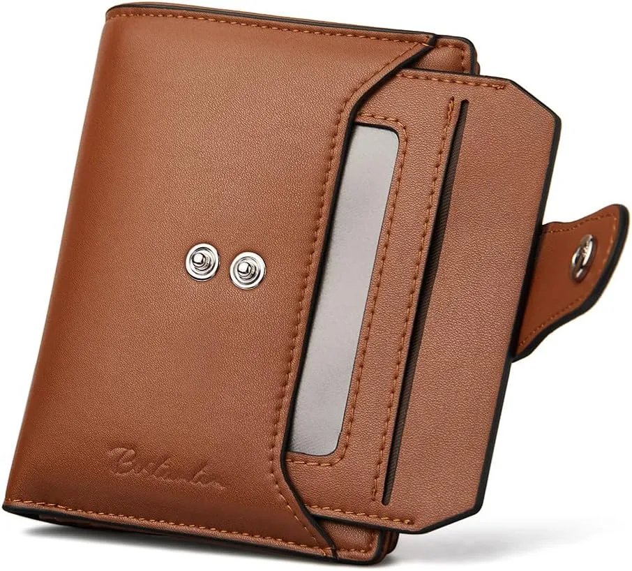 BOSTANTEN Women Leather Wallet RFID Blocking Small Bifold Zipper Pocket Wallet Card Case Purse with ID Window