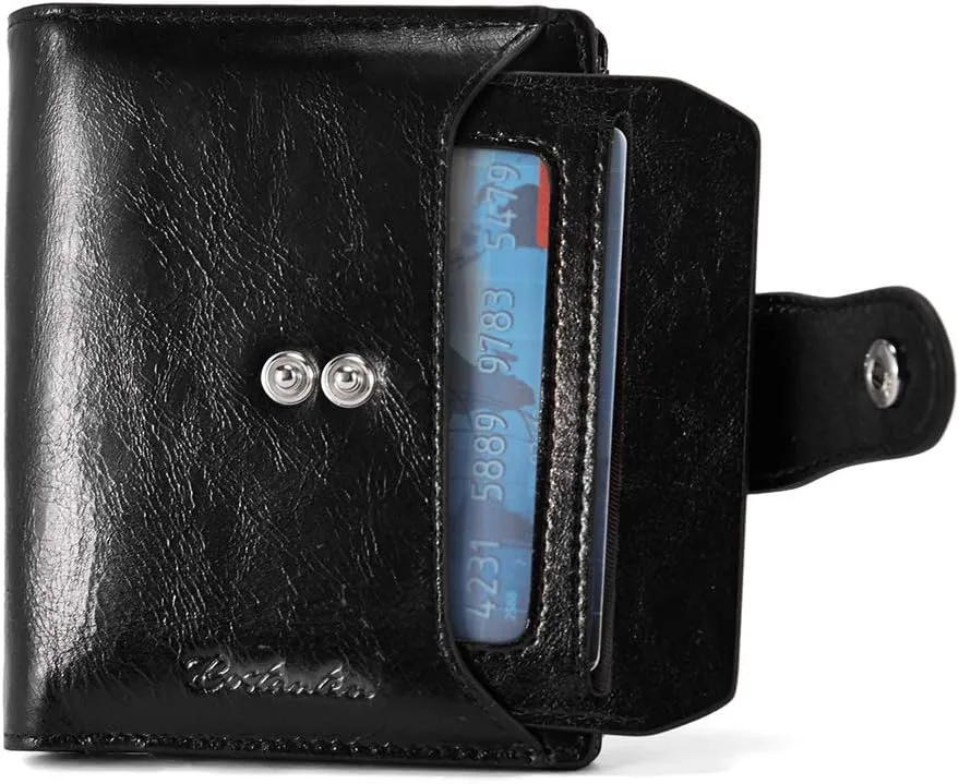 BOSTANTEN Women Leather Wallet RFID Blocking Small Bifold Zipper Pocket Wallet Card Case Purse with ID Window
